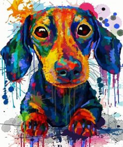 Splatter Dachshund Dog paint by number