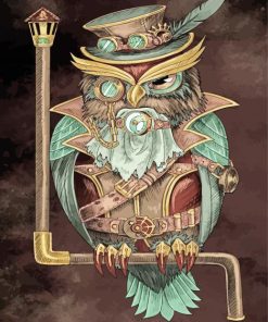 Steampunk Owl Bird paint by numbers