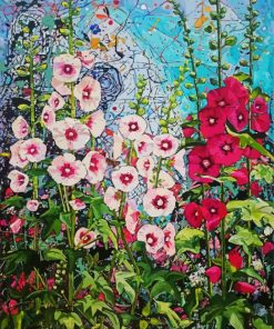 Summer Hollyhocks paint by number
