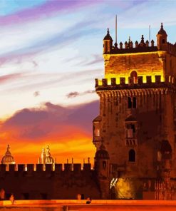 Sunset Belem Tower paint by number