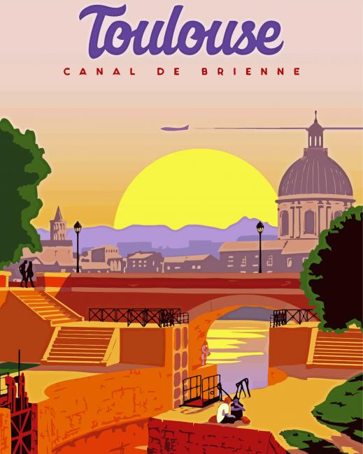 Toulouse City France Poster paint by numbers