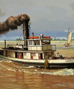 Black Tugboat Ship paint by numbers