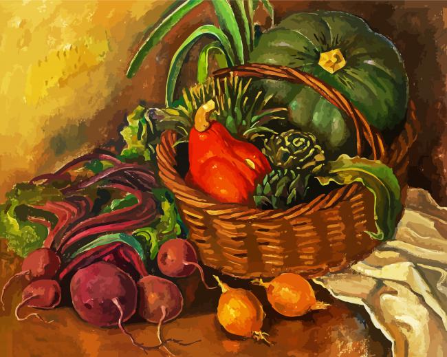 Vegetables Basket Still Life paint by number