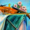 Violin And Flowers paint by number