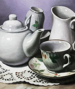 White Teapot And Cups paint by number