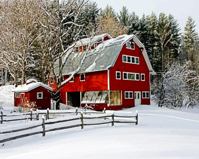 Winter Snow vermont paint by number