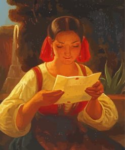 Woman Reading A Letter paint by number