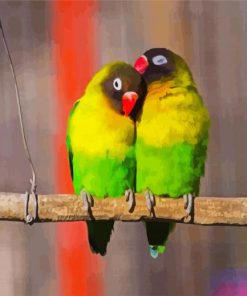 Yellow Green Lovebirds paint by number