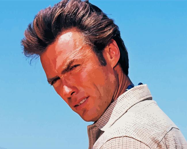 Young Clint Eastwood paint by number