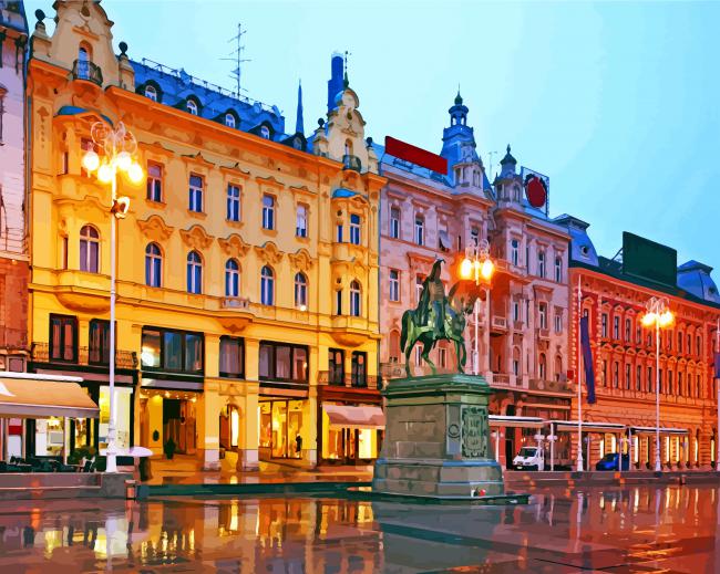 Aesthetic Ban Josip Jelacic Square Zagreb paint by number