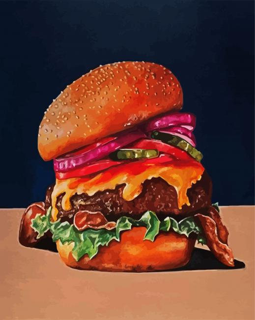 Aesthetic Burger Food paint by number