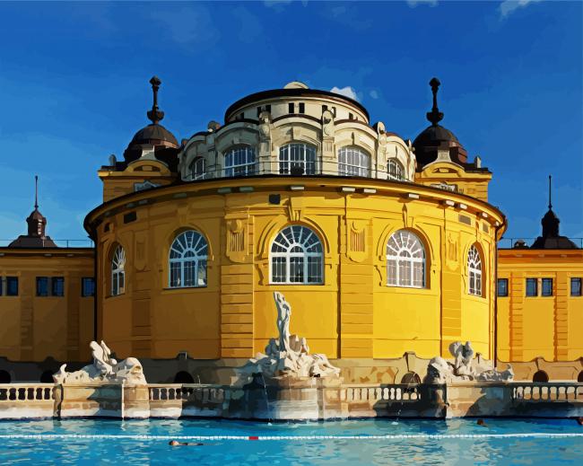 Aesthetic Széchenyi Thermal Bath Budapest paint by number
