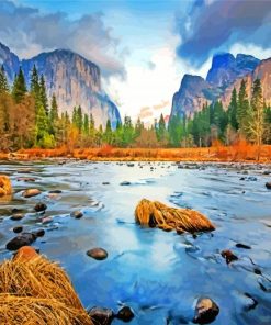 Aesthetic Yosemite National Park Landscape paint by number