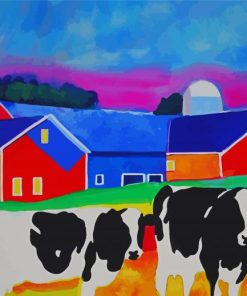 Aesthetic Cows In A Farm paint by numbers