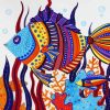 Abstract Colorful Fishes paint by numbers