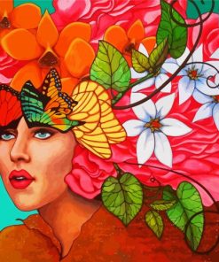 Aesthetic Floral Lady And Butterflies paint by number