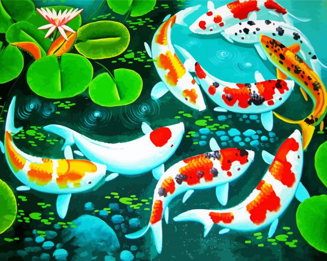 Aesthetic Koi Fish paint by number