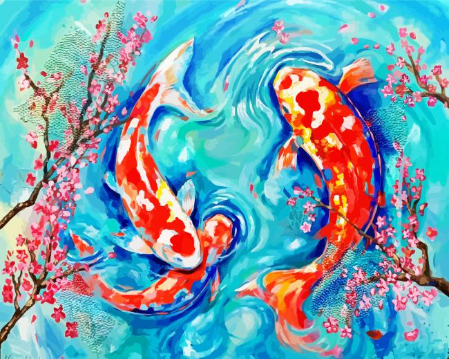 Aesthetic Koi Fish paint by number