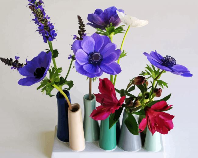 Anemones Flowers Vases paint by number