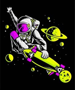 Astronauts Skateboarding paint by number
