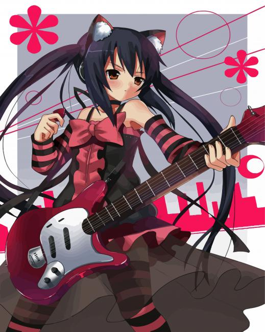 Azusa Nakano Playing Guitar paint by number