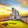 Basilica Of San Francesco D Assisi Italy At Sunset paint by number