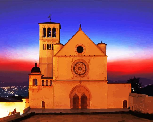 Basilica Of San Francesco D Assisi Sunset Colors paint by number