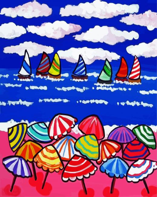 Beach Umbrellas paint by number
