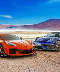 Blue And Orange Chevrolet Corvette paint by numbers
