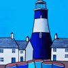 Blue Lighthouse And Boats paint by number