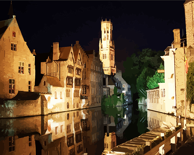 Bruges At Night paint by numbers