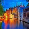 Bruges Houses At Night paint by numbers