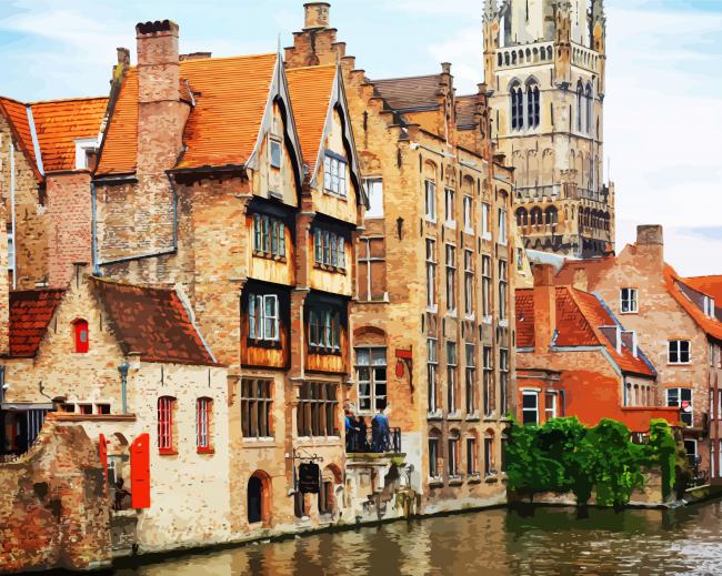 Bruges Belgium Old Buildings paint by numbers