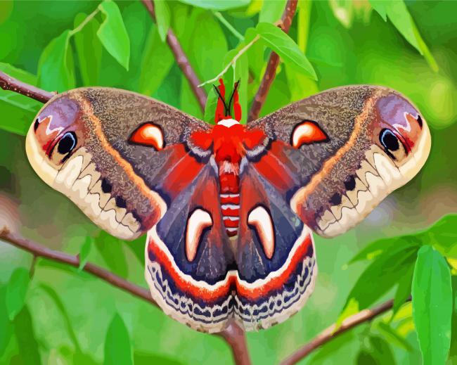 Cecropia Moth Butterfly paint by number