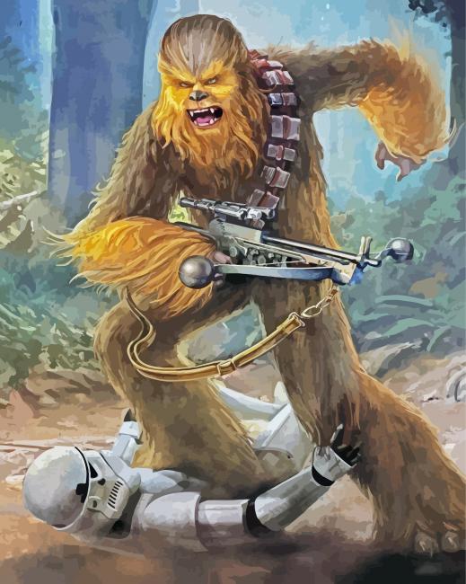 Chewbacca And Stormtrooper Fight paint by number
