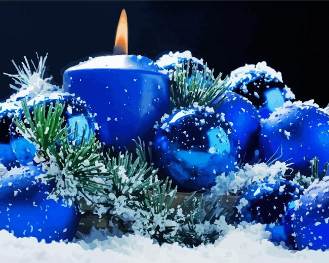 Christmas Blue Candle paint by numbers