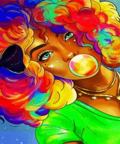 Colorful Bubblegum Girl paint by numbers