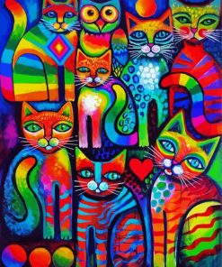 Colorful Whimsical Cats paint by number