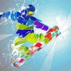 Colorful Snow Skateboarder paint by numbers