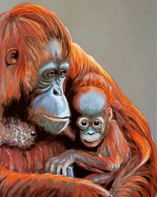 Cute Orangutans paint by number