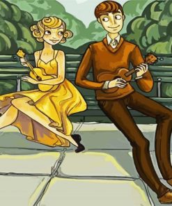 Cute Couple Playing Ukulele paint by number