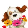 Dog With Flowers paint by number