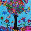 Floral Tree And Butterflies paint by number