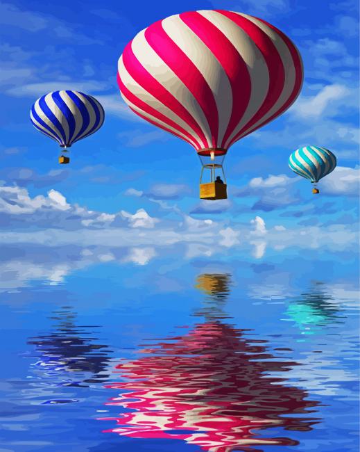 Flying Airballoons In The Sky paint by numbers