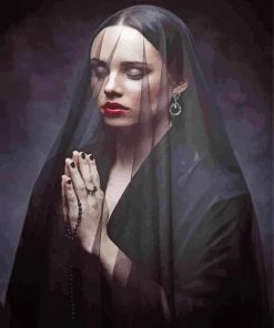 Gothic Lady With Veil paint by number
