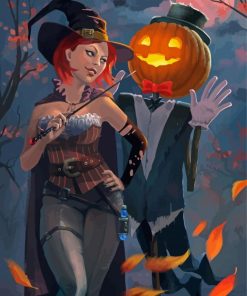 Halloween Witch Girl paint by numbers