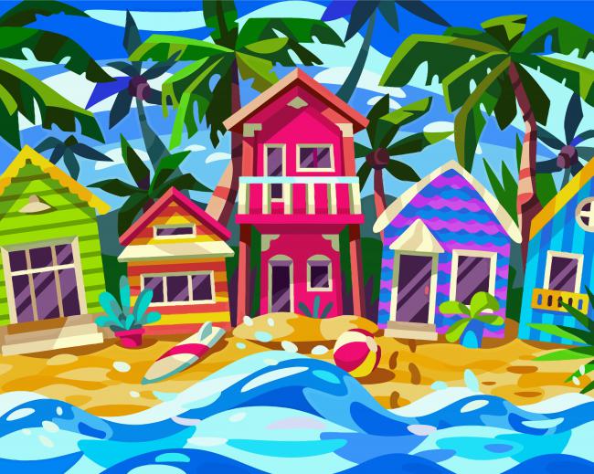 Hawaian Houses paint by number