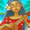 Hawaiian Girl Playing Ukulele paint by number