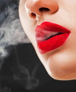 Lady Smoking With Red Lipstick paint by numbers