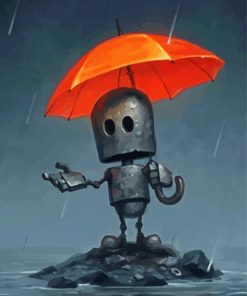 Lonely Robot And Umbrella paint by numbers
